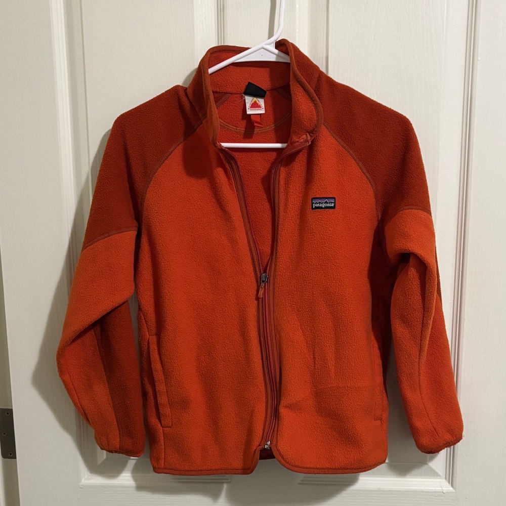 Patagonia Kids Bright Orange Fleece Jacket